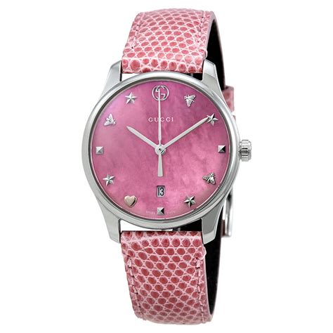 poshmark gucci watch pink face leather watchband|Gucci Watches for Women .